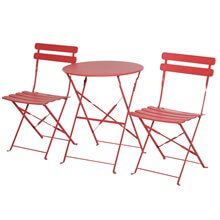 Conjunto de mesa y 2 sillas de metal de color rojo Outsunny