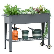 Jardinera elevada de metal gris Outsunny
