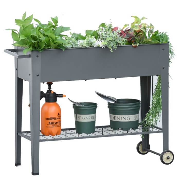 Jardinera elevada de metal gris Outsunny