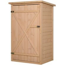 Armario de exterior con dos estantes de madera Outsunny