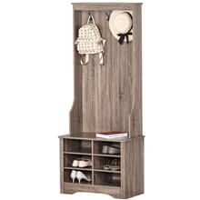 Mueble recibidor con perchero y zapatero de madera HomCom