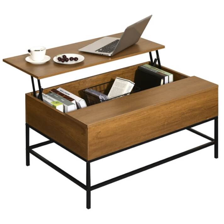 Mesa de centro elevable de madera y metal Homcom