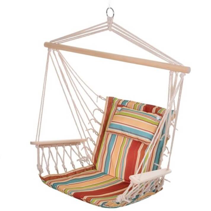 Silla hamaca colgante con estampado de rayas Outsunny