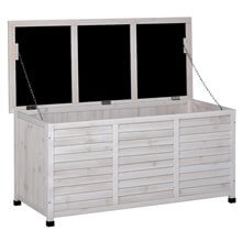 Baúl de exterior de madera blanco Outsunny