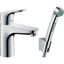 Grifo de lavabo monomando y teleducha de bidé Focus 100 con desagüe Push Open Hansgrohe