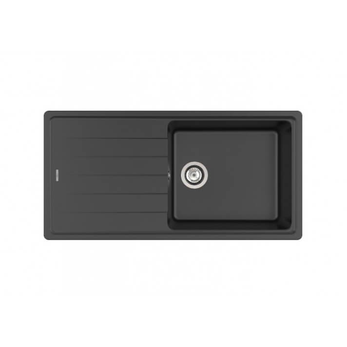 Fregadero negro una cubeta con escurridor 100 QUARZEX&reg; Bergen Roca