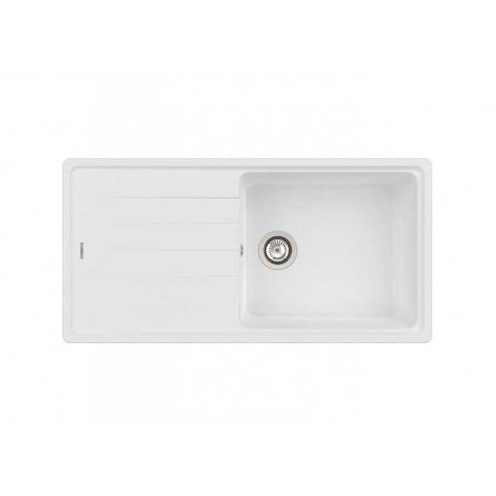 Fregadero blanco una cubeta con escurridor 100 QUARZEX&reg; Bergen Roca