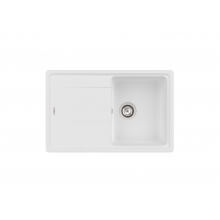Fregadero blanco una cubeta con escurridor 80 QUARZEX® Bergen Roca