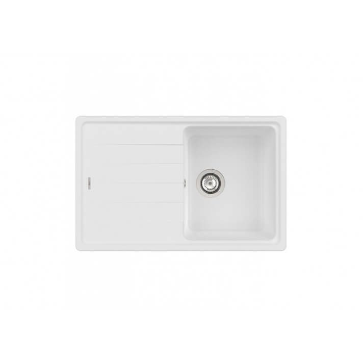 Fregadero blanco una cubeta con escurridor 80 QUARZEX&reg; Bergen Roca