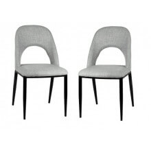 Conjunto de sillas comedor tapizadas 86 cm 2 unidades combinación negro y gris claro Iberodepot