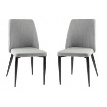 Conjunto de sillas comedor tapizadas 87 cm 2 unidades respaldar enterizo en combinación negro y gris claro Iberodepot