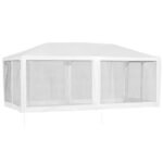Carpa gazebo con pared de malla blanca Outsunny 