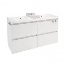 Mueble con lavabo resina 2 senos 120cm Blanco B-Box BATH+