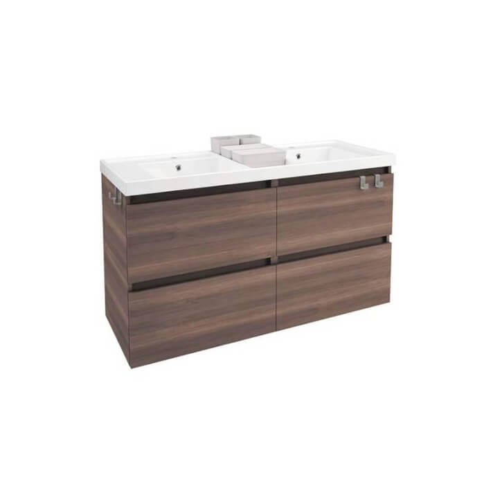 Mueble con lavabo resina 2 senos 120cm Fresno B-Box BATH+