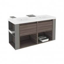 Mueble con lavabos resina 120cm Fresno/Gris B-Smart BATH+