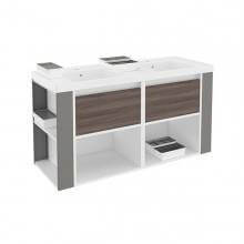 Mueble con lavabos resina 120cm Blanco-Fresno/Gris B-Smart BATH+