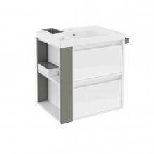 Mueble con lavabo resina 60cm Blanco/Gris 2 cajones B-Smart BATH+