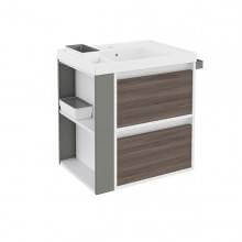 Mueble con lavabo resina 60cm Blanco-Fresno/Gris 2 cajones B-Smart BATH+