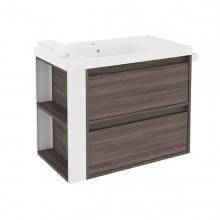 Mueble con lavabo resina 80cm Fresno/Blanco 2 cajones B-Smart BATH+