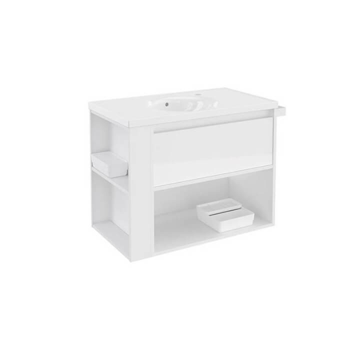 Mueble con lavabo porcelana 80cm Blanco/Blanco B-Smart BATH+