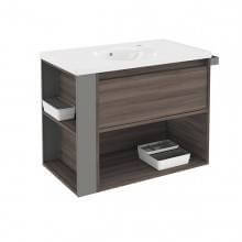 Mueble con lavabo porcelana 80cm Fresno/Gris B-Smart BATH+
