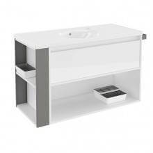 Mueble con lavabo porcelana 100cm Blanco/Gris B-Smart BATH+