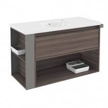 Mueble con lavabo porcelana 100cm Fresno/Gris B-Smart BATH+