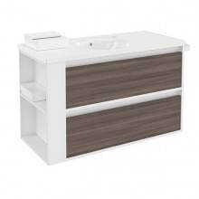 Mueble con lavabo porcelana 100cm Blanco-Fresno/Blanco 2 cajones B-Smart BATH+