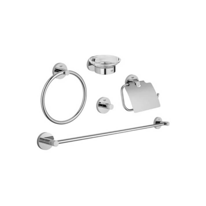 Portarrollos con conjunto de 5 accesorios para ba&ntilde;o Essentials Grohe
