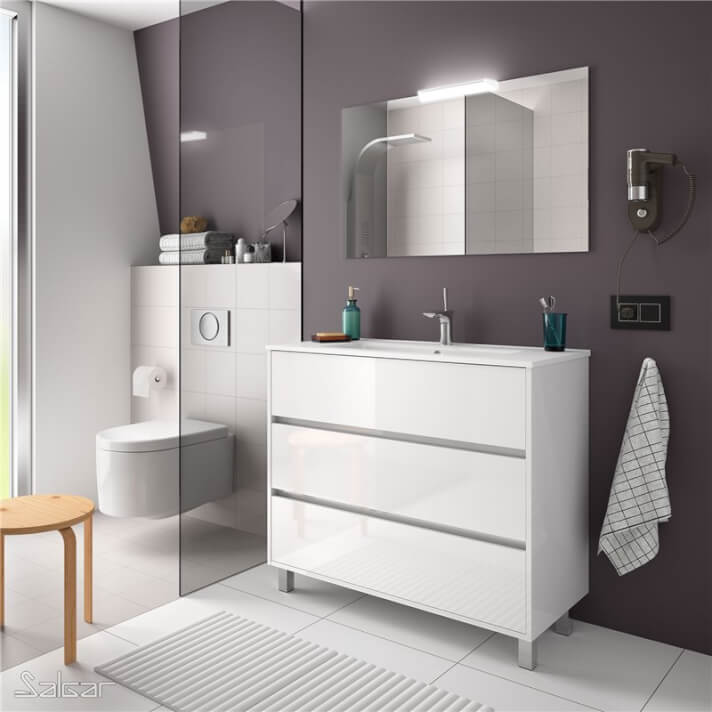Mueble 101cm Blanco Brillo 3 cajones SALGAR ARENYS