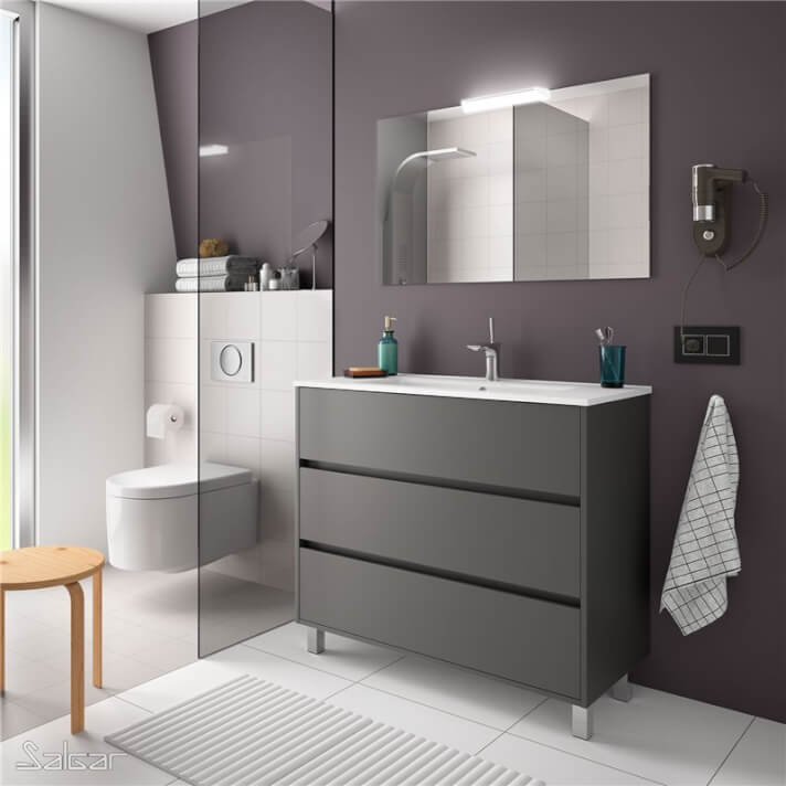 Mueble 101cm Gris Mate 3 cajones SALGAR ARENYS