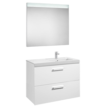 Pack mueble 90cm dos cajones blanco brillo Prisma Roca