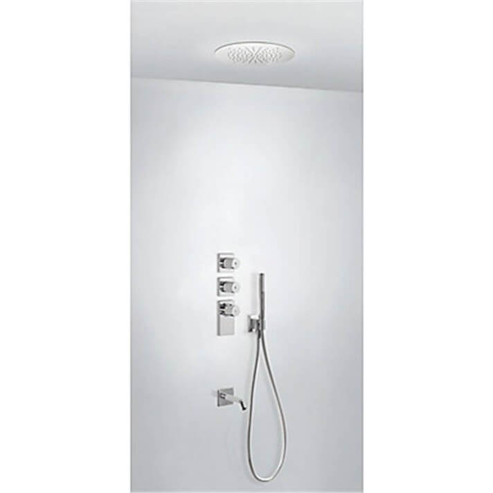 Kit de ducha termost&aacute;tico empotrado BLOCK SYSTEM Tres INOX 3 v&iacute;as redondo