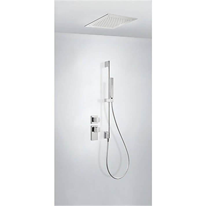 Kit de ducha termost&aacute;tico empotrado ECO Tres INOX a techo barra deslizante