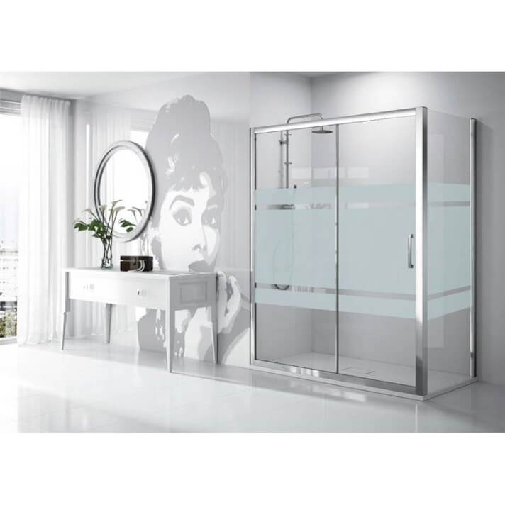 Mampara angular corredera decorado Bali TR102 Kassandra