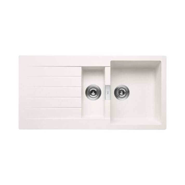 Fregadero blanco con escurridor Oslo QUARZEX&reg; Roca