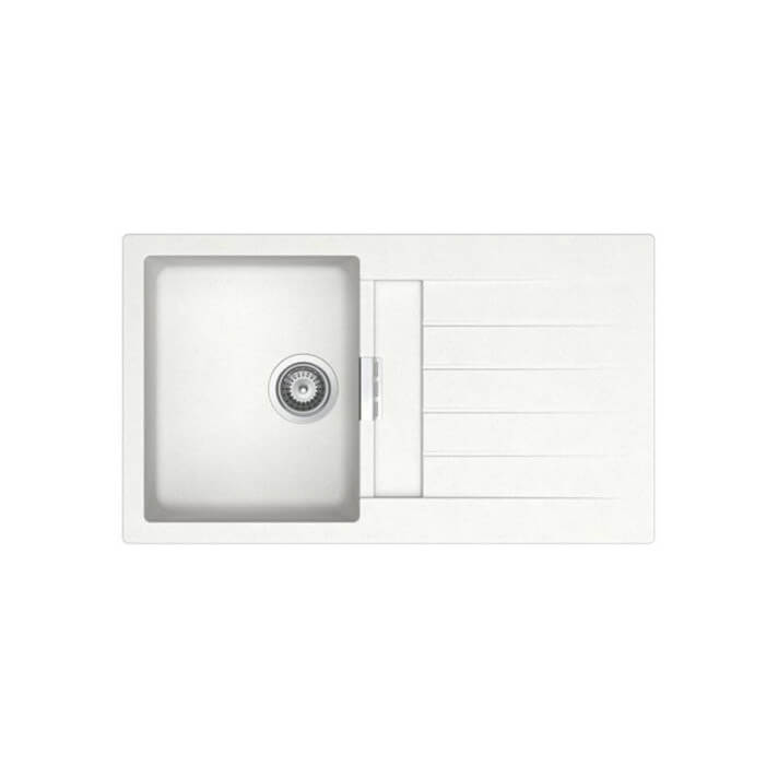 Fregadero blanco una cubeta con escurridor Oslo QUARZEX&reg; Roca