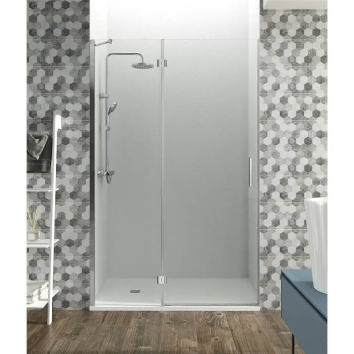 Mampara frontal fijo+abatible a pared GLASS GME