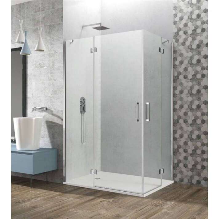 Mampara angular 2 fijos+2 abatibles GLASS GME