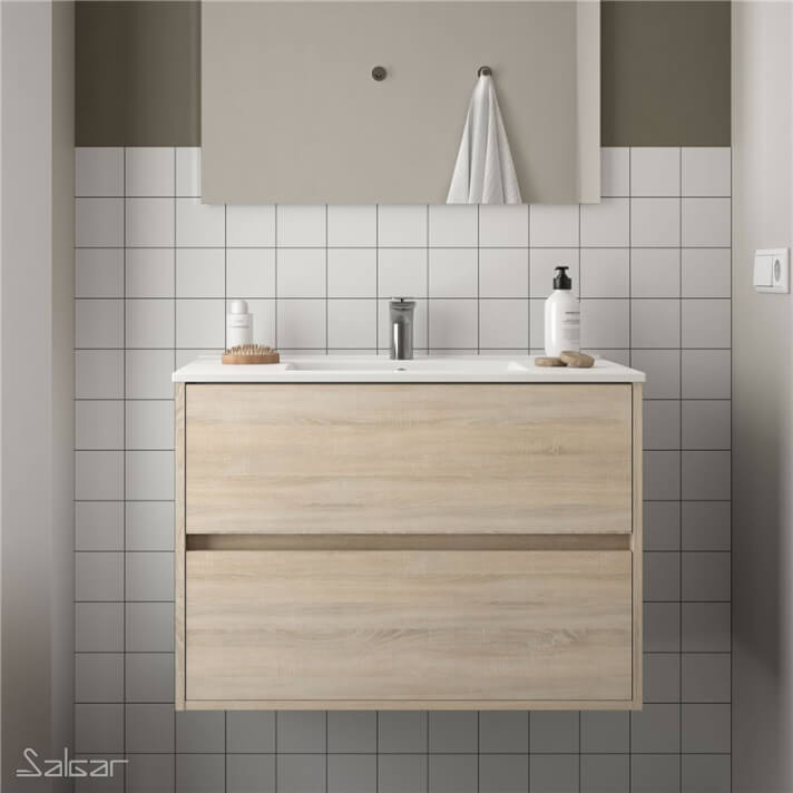 Mueble 81cm Roble Caledonia de 2 cajones Noja Salgar