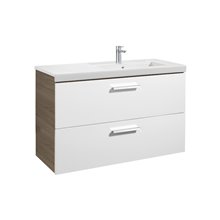Mueble 110cm dos cajones blanco-fresno Prisma Roca