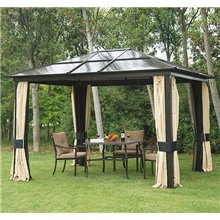 Pérgola 3x3,6x2,65m marrón y crema Outsunny 