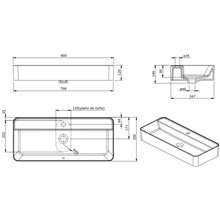 Lavabo rectangular suspendido Sanlife 80x35