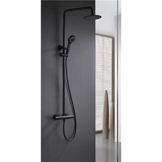 Columna de ducha termost&aacute;tica negro mate Imex Londres