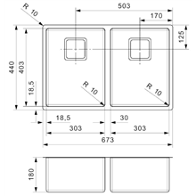 Fregadero Texas Doble 30x40/30x40 Inox Galindo