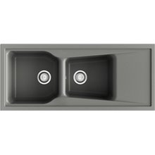 Fregadero de 2 cubas con escurridor Concret 118 x 51cm City Poalgi