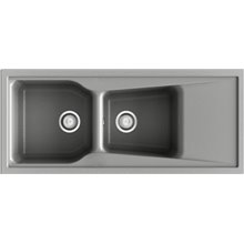 Fregadero de 2 cubas con escurridor Metalizado 118 x 51cm City Poalgi