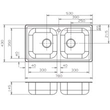 Fregadero Beta 20 BAP rectangular Galindo