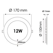 Panel Downlight redondo de 12W