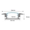 Perfil Tira LED rectangular aluminio 1 metro pesta&ntilde;as